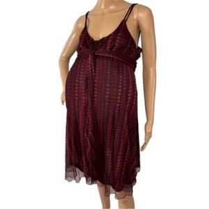Motherhood Maternity Red Burgundy Chiffon Lace Tie Back Mini Dress Size L